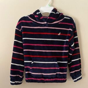Nautica Kids Fleece Hoodie - Navy, Pink, and Red Stripes Sz 6X